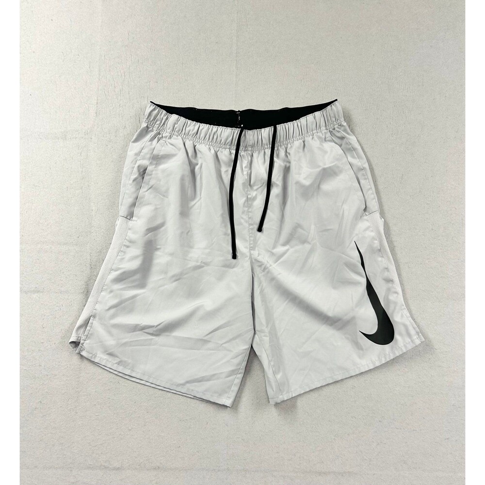 Nike Men's Challenger Athletic Swoosh Shorts Gray Black Drawstring Medium